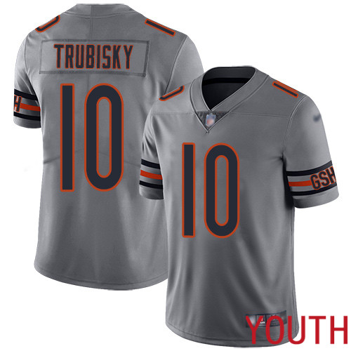 Chicago Bears Limited Silver Youth Mitchell Trubisky Jersey NFL Football #10 Inverted Legend